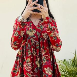 Women’s Printed Short Kurti for Girls | Regular Wear Flared Tunic Top | Stylish & Comfortable Rayon Kurti |Embroidered Short Kurti Top